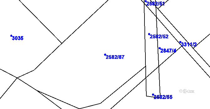 Parcela st. 2582/87 v KÚ Březník, Katastrální mapa
