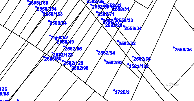 Parcela st. 2582/94 v KÚ Březník, Katastrální mapa