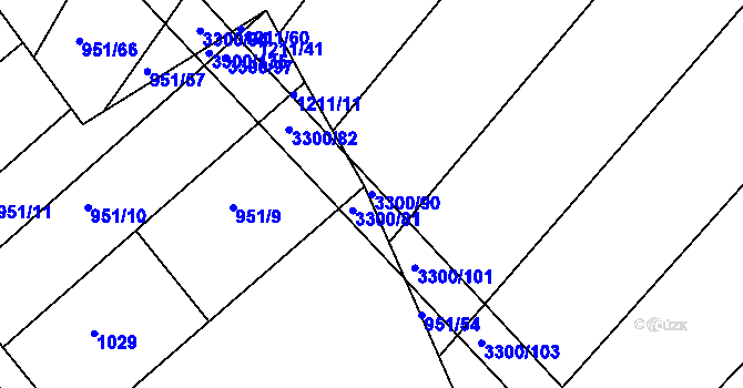 Parcela st. 3300/90 v KÚ Březník, Katastrální mapa
