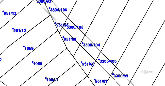 Parcela st. 3300/104 v KÚ Březník, Katastrální mapa