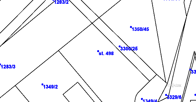 Parcela st. 498 v KÚ Březník, Katastrální mapa