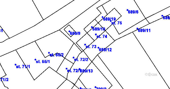 Parcela st. 73 v KÚ Kuroslepy, Katastrální mapa