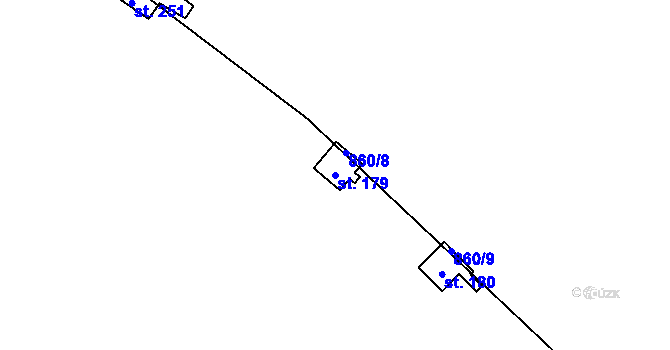 Parcela st. 179 v KÚ Kuroslepy, Katastrální mapa