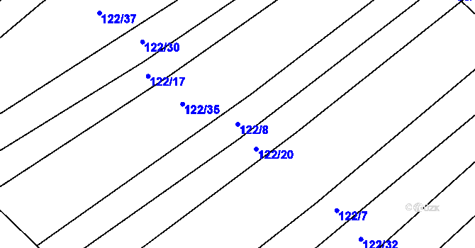 Parcela st. 122/8 v KÚ Kuroslepy, Katastrální mapa