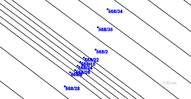 Parcela st. 568/2 v KÚ Kuroslepy, Katastrální mapa