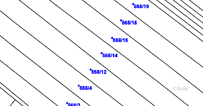 Parcela st. 568/14 v KÚ Kuroslepy, Katastrální mapa