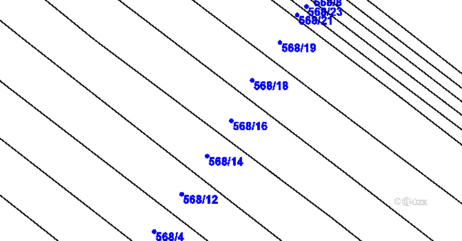 Parcela st. 568/16 v KÚ Kuroslepy, Katastrální mapa