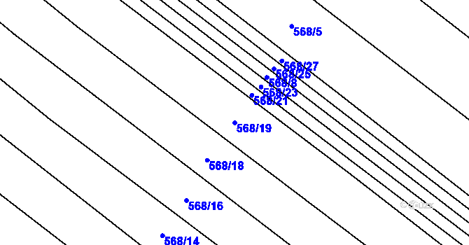 Parcela st. 568/19 v KÚ Kuroslepy, Katastrální mapa