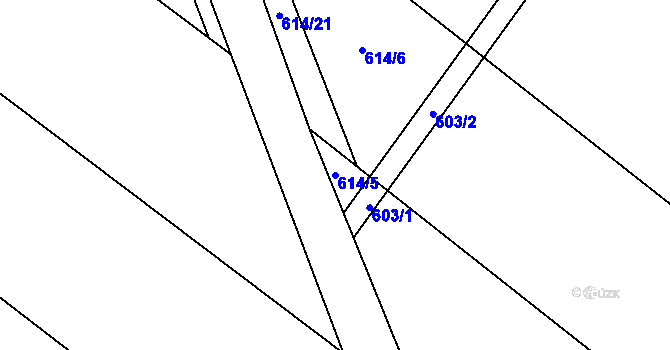 Parcela st. 614/5 v KÚ Kuroslepy, Katastrální mapa