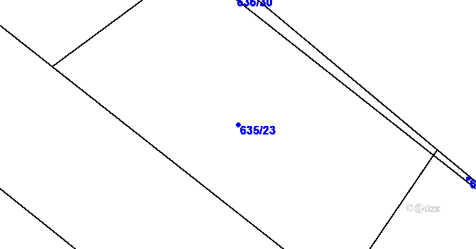 Parcela st. 635/23 v KÚ Kuroslepy, Katastrální mapa