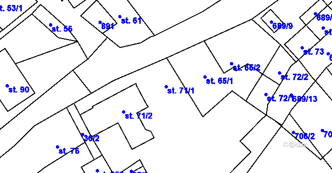 Parcela st. 71/1 v KÚ Kuroslepy, Katastrální mapa