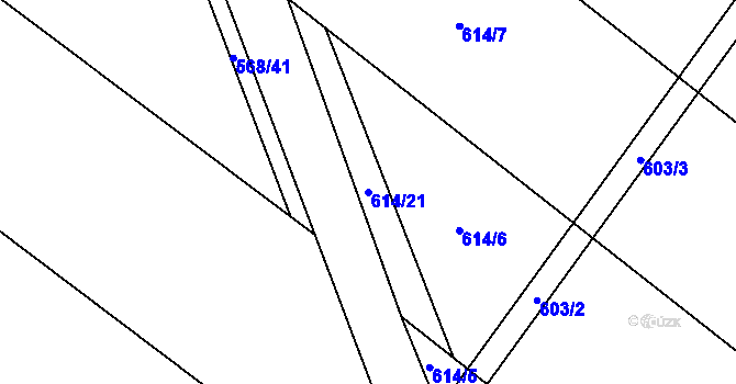 Parcela st. 614/21 v KÚ Kuroslepy, Katastrální mapa