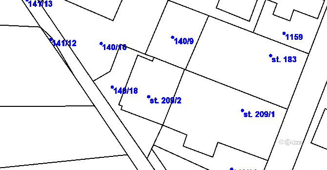 Parcela st. 209/2 v KÚ Březno u Mladé Boleslavi, Katastrální mapa