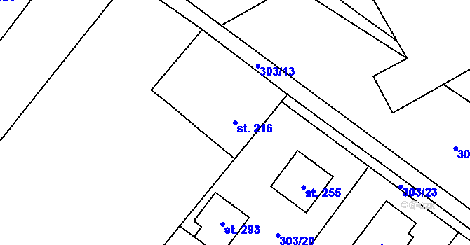 Parcela st. 216 v KÚ Březno u Mladé Boleslavi, Katastrální mapa