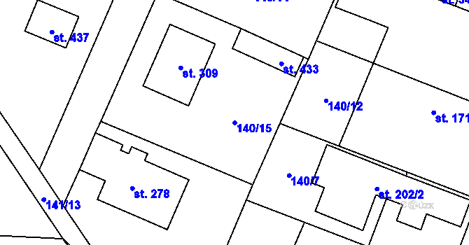 Parcela st. 140/15 v KÚ Březno u Mladé Boleslavi, Katastrální mapa