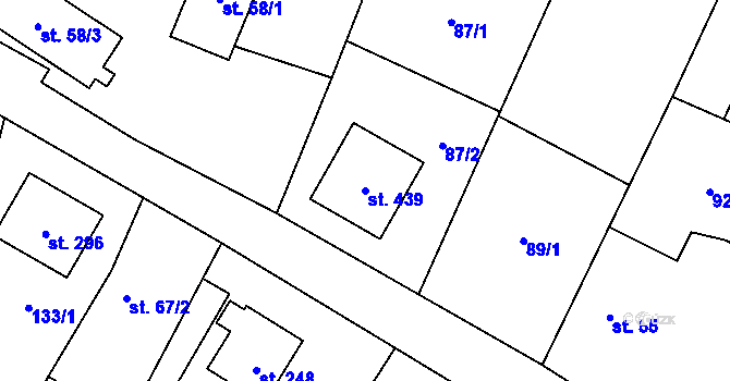 Parcela st. 439 v KÚ Březno u Mladé Boleslavi, Katastrální mapa