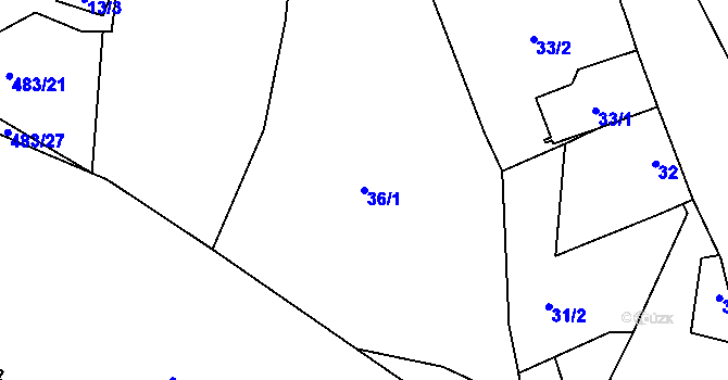 Parcela st. 36/1 v KÚ Březno u Chomutova, Katastrální mapa