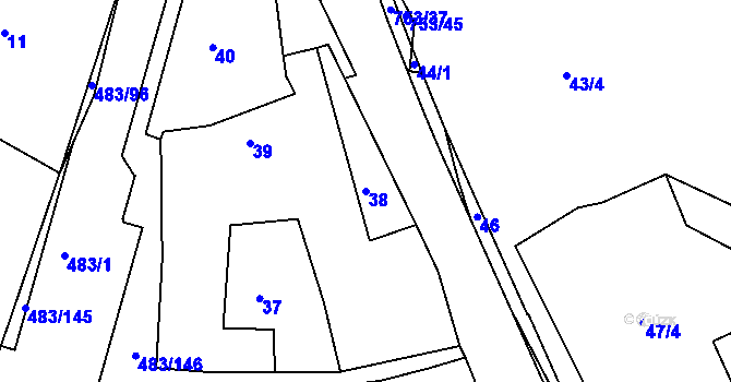 Parcela st. 38 v KÚ Březno u Chomutova, Katastrální mapa