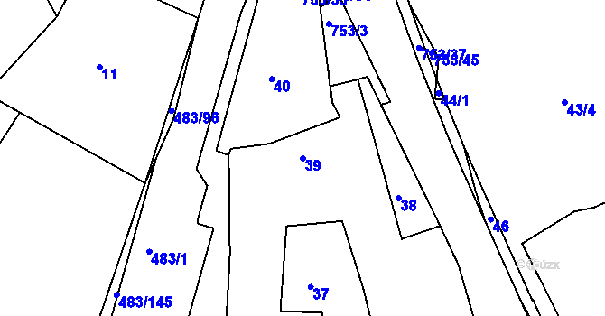 Parcela st. 39 v KÚ Březno u Chomutova, Katastrální mapa