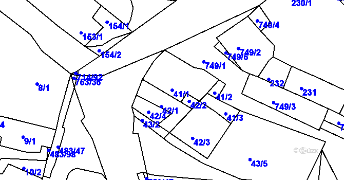 Parcela st. 41/1 v KÚ Březno u Chomutova, Katastrální mapa