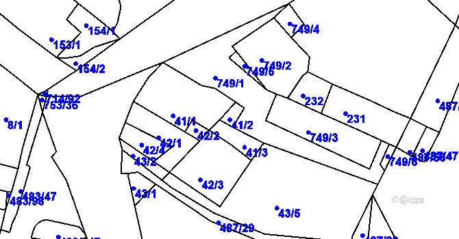 Parcela st. 41/2 v KÚ Březno u Chomutova, Katastrální mapa