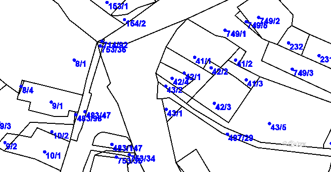 Parcela st. 43/2 v KÚ Březno u Chomutova, Katastrální mapa