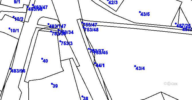 Parcela st. 44/2 v KÚ Březno u Chomutova, Katastrální mapa
