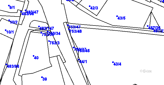 Parcela st. 44/3 v KÚ Březno u Chomutova, Katastrální mapa