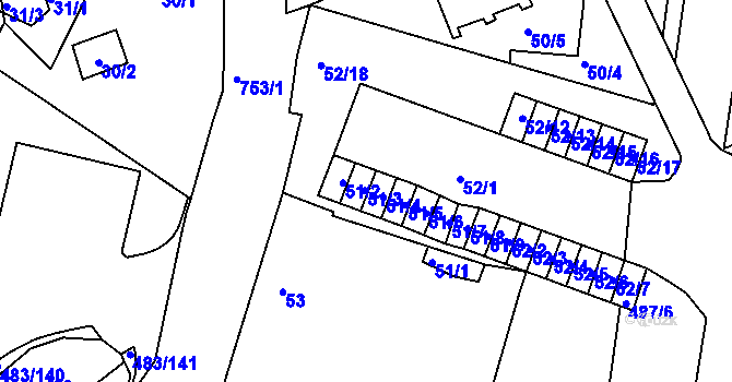 Parcela st. 51/3 v KÚ Březno u Chomutova, Katastrální mapa
