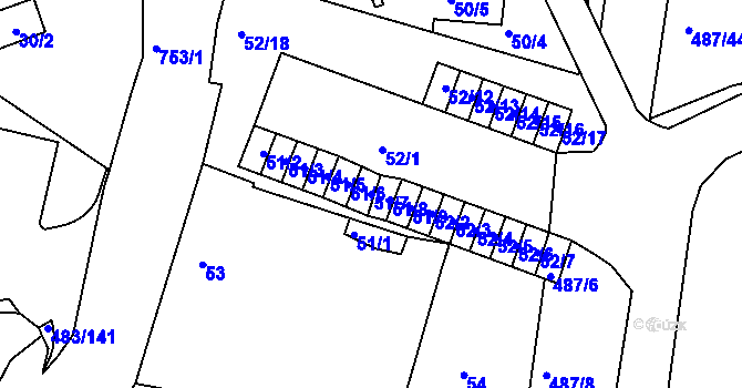 Parcela st. 51/7 v KÚ Březno u Chomutova, Katastrální mapa