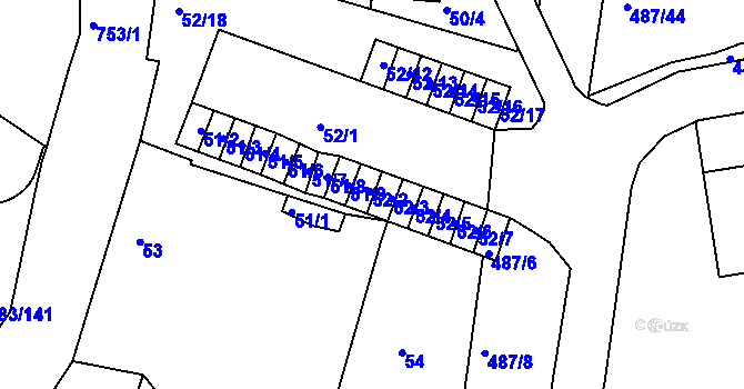 Parcela st. 52/2 v KÚ Březno u Chomutova, Katastrální mapa