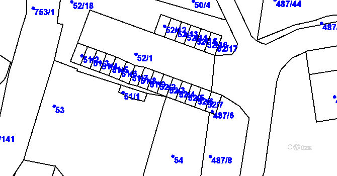 Parcela st. 52/3 v KÚ Březno u Chomutova, Katastrální mapa