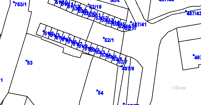 Parcela st. 52/4 v KÚ Březno u Chomutova, Katastrální mapa