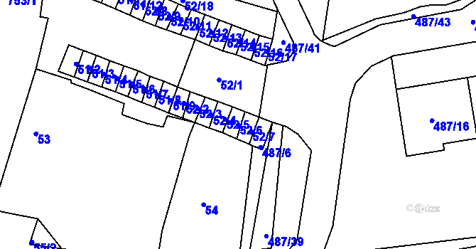 Parcela st. 52/6 v KÚ Březno u Chomutova, Katastrální mapa