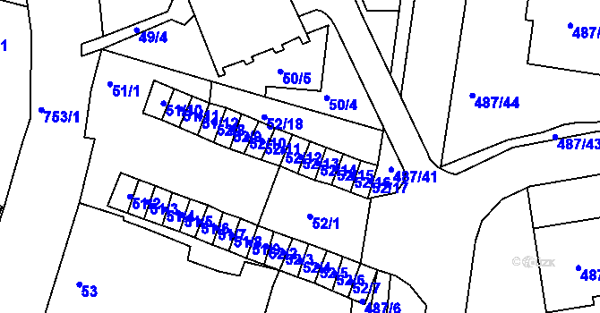 Parcela st. 52/13 v KÚ Březno u Chomutova, Katastrální mapa