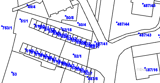 Parcela st. 52/15 v KÚ Březno u Chomutova, Katastrální mapa