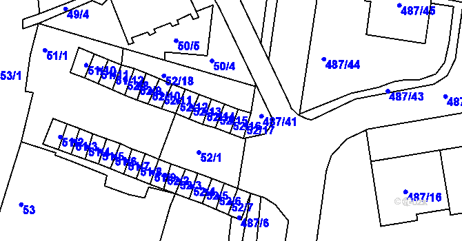 Parcela st. 52/16 v KÚ Březno u Chomutova, Katastrální mapa