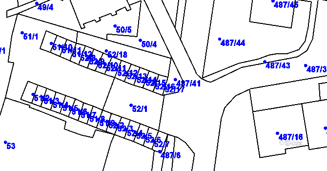 Parcela st. 52/17 v KÚ Březno u Chomutova, Katastrální mapa