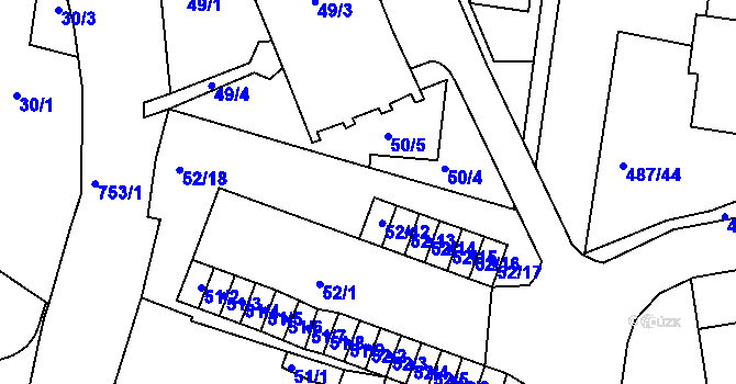 Parcela st. 52/18 v KÚ Březno u Chomutova, Katastrální mapa