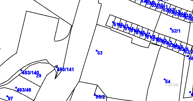 Parcela st. 53 v KÚ Březno u Chomutova, Katastrální mapa