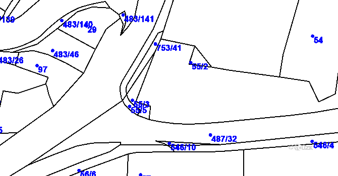 Parcela st. 55/4 v KÚ Březno u Chomutova, Katastrální mapa