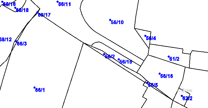 Parcela st. 56/2 v KÚ Březno u Chomutova, Katastrální mapa
