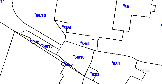 Parcela st. 61/2 v KÚ Březno u Chomutova, Katastrální mapa