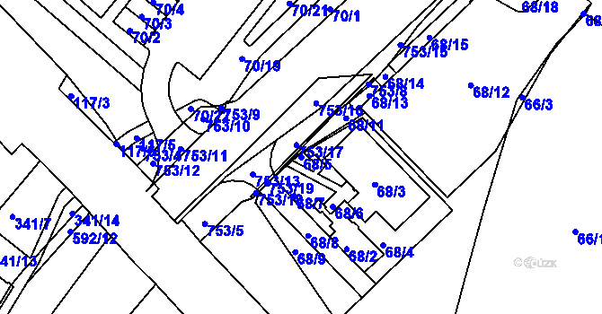 Parcela st. 68/5 v KÚ Březno u Chomutova, Katastrální mapa