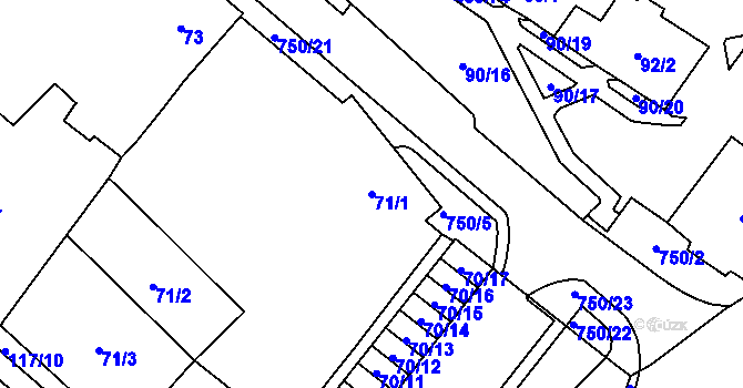 Parcela st. 71/1 v KÚ Březno u Chomutova, Katastrální mapa