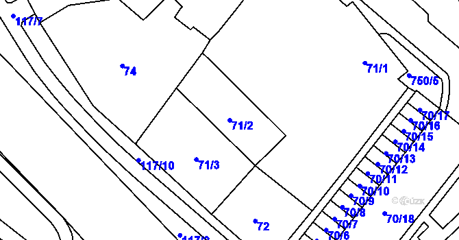 Parcela st. 71/2 v KÚ Březno u Chomutova, Katastrální mapa