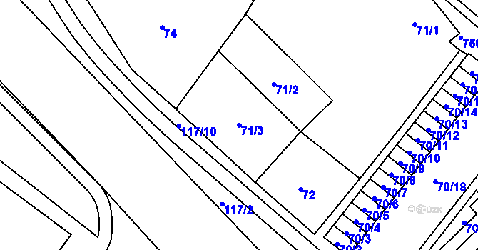 Parcela st. 71/3 v KÚ Březno u Chomutova, Katastrální mapa