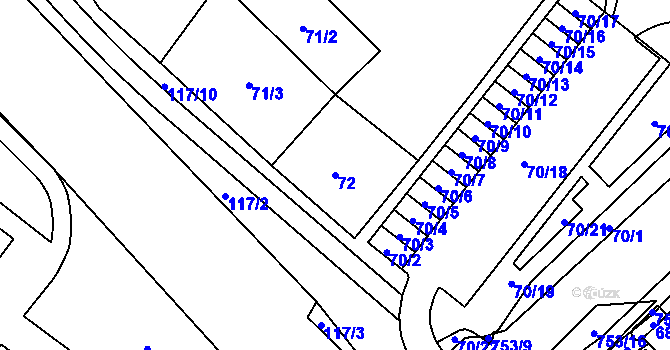 Parcela st. 72 v KÚ Březno u Chomutova, Katastrální mapa