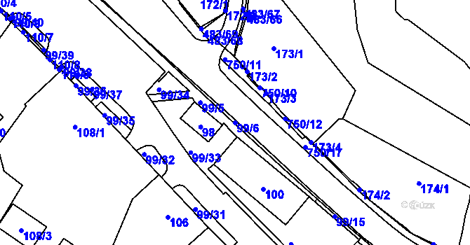 Parcela st. 99/6 v KÚ Březno u Chomutova, Katastrální mapa