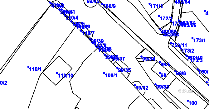 Parcela st. 99/36 v KÚ Březno u Chomutova, Katastrální mapa